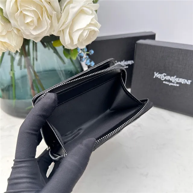 Saint Laurent Loulou Black Chevron-Quilted Short Wallet 2