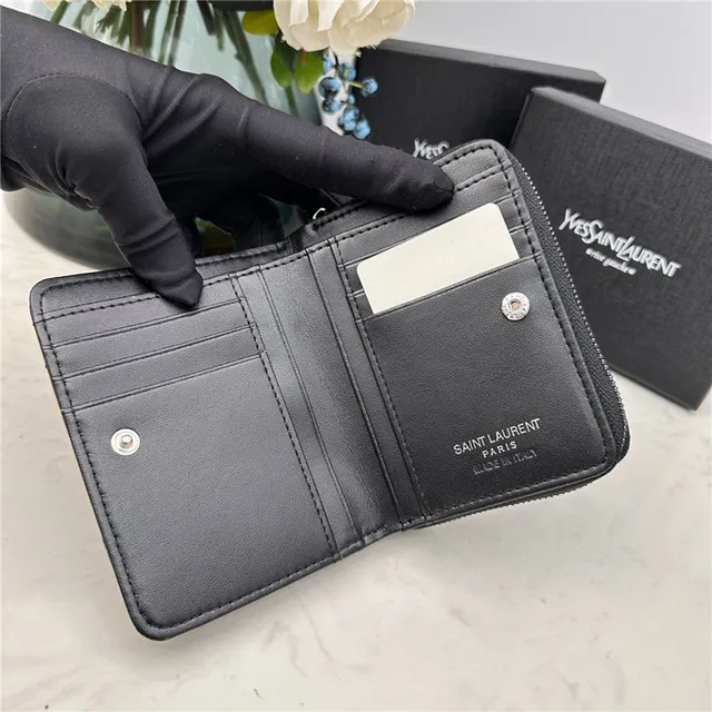 Saint Laurent Loulou Black Chevron-Quilted Short Wallet 3