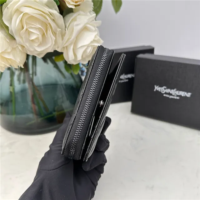 Saint Laurent Loulou Black Chevron-Quilted Short Wallet 6
