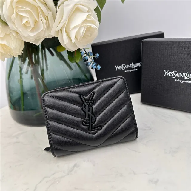 Saint Laurent Loulou Black Chevron-Quilted Short Wallet 10