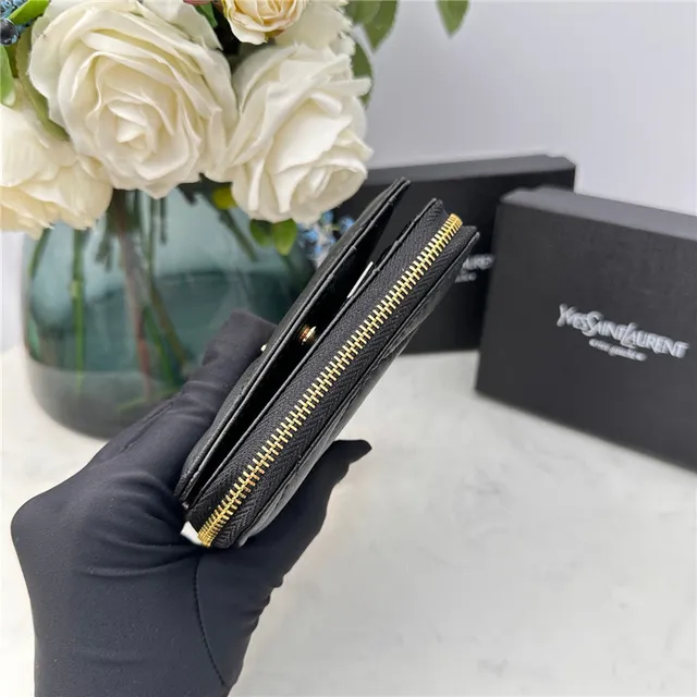 Saint Laurent Loulou Black Chevron-Quilted Short Wallet 13