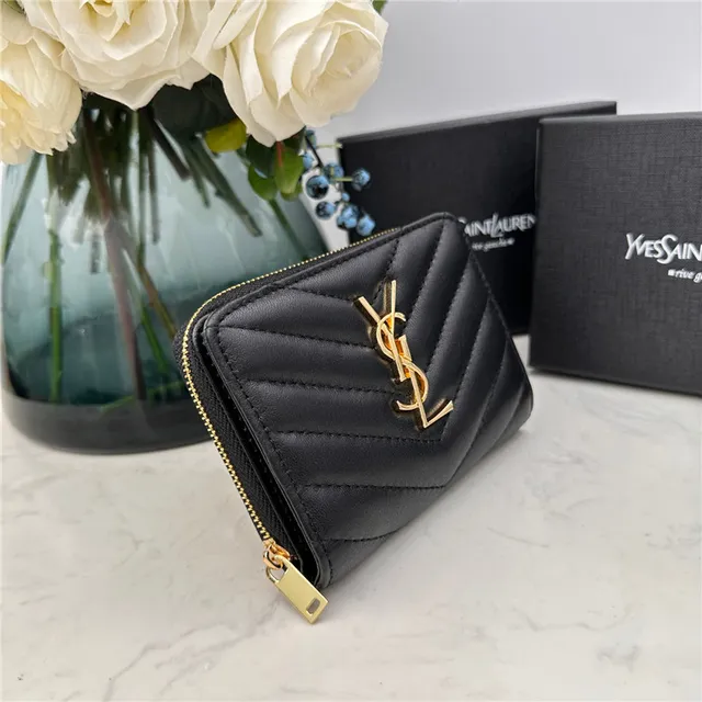 Saint Laurent Loulou Black Chevron-Quilted Short Wallet 18