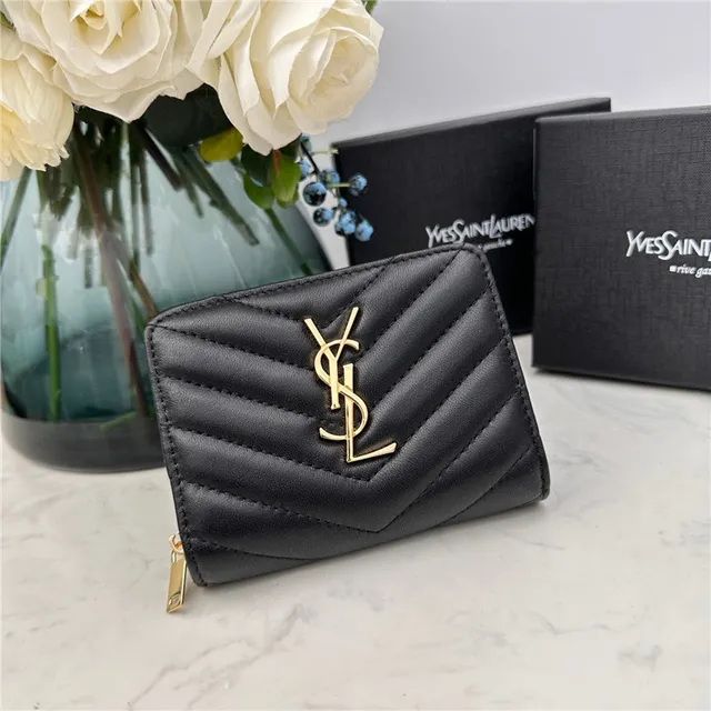Saint Laurent Loulou Black Chevron-Quilted Short Wallet 19