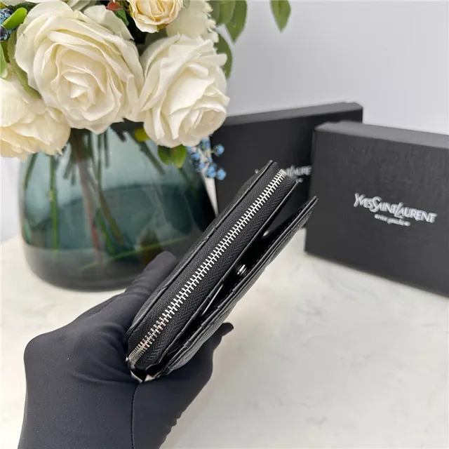 Saint Laurent Loulou Black Chevron-Quilted Short Wallet 21