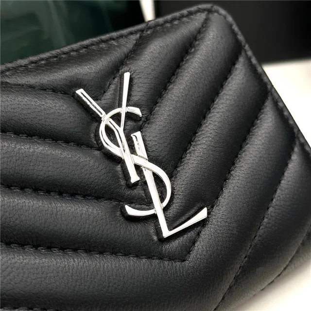 Saint Laurent Loulou Black Chevron-Quilted Short Wallet 22