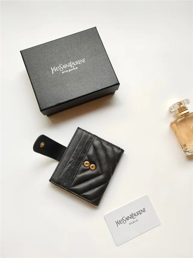 Saint Laurent Loulou क्विल्टेड काला चमड़े का कार्ड होल्डर 4