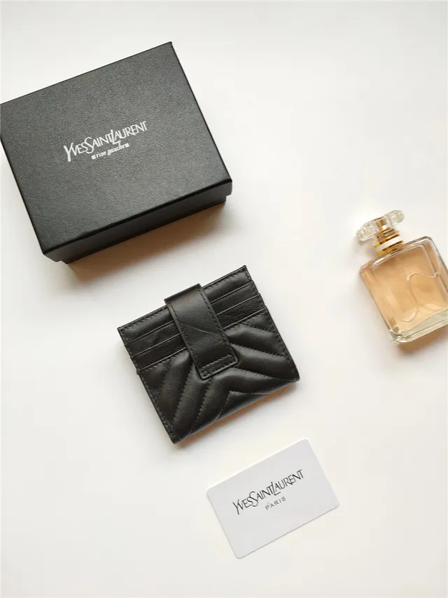 Saint Laurent Loulou क्विल्टेड काला चमड़े का कार्ड होल्डर 6