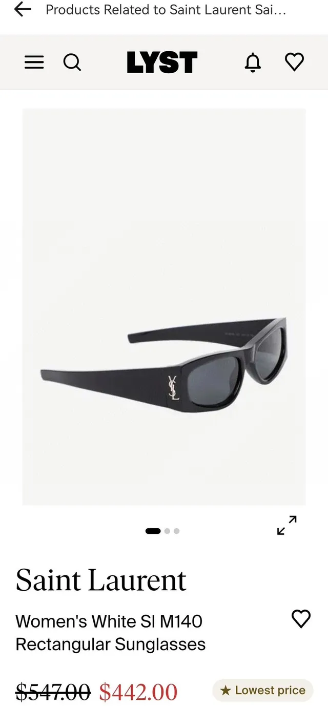 Saint Laurent सफेद सोना आयताकार ओवरसाइज्ड फ्रेम मैट एसिटेट सनग्लास 3