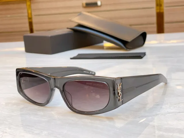 Saint Laurent सफेद सोना आयताकार ओवरसाइज्ड फ्रेम मैट एसिटेट सनग्लास 7