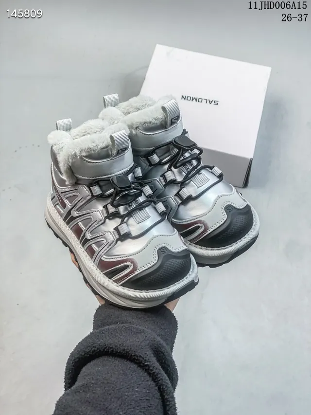 Salomon ACS Pro Botas de neve isoladas pretas e prateadas de bico alto 9