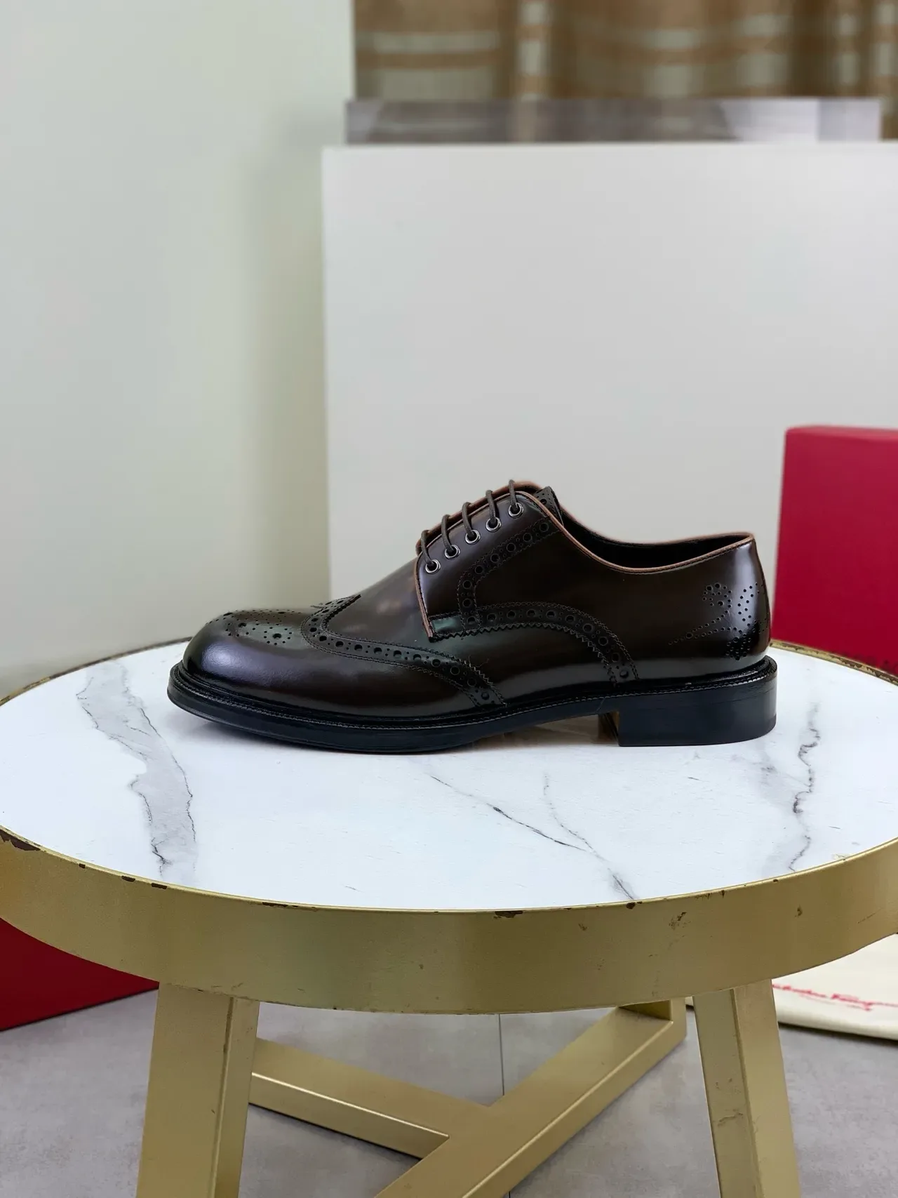 Salvatore Ferragamo Full-Brogue Wingtip Brown Leather Brogues 5