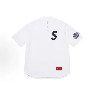 Supreme Baseball White Black Mesh Fabric Button-Front Placket Jersey