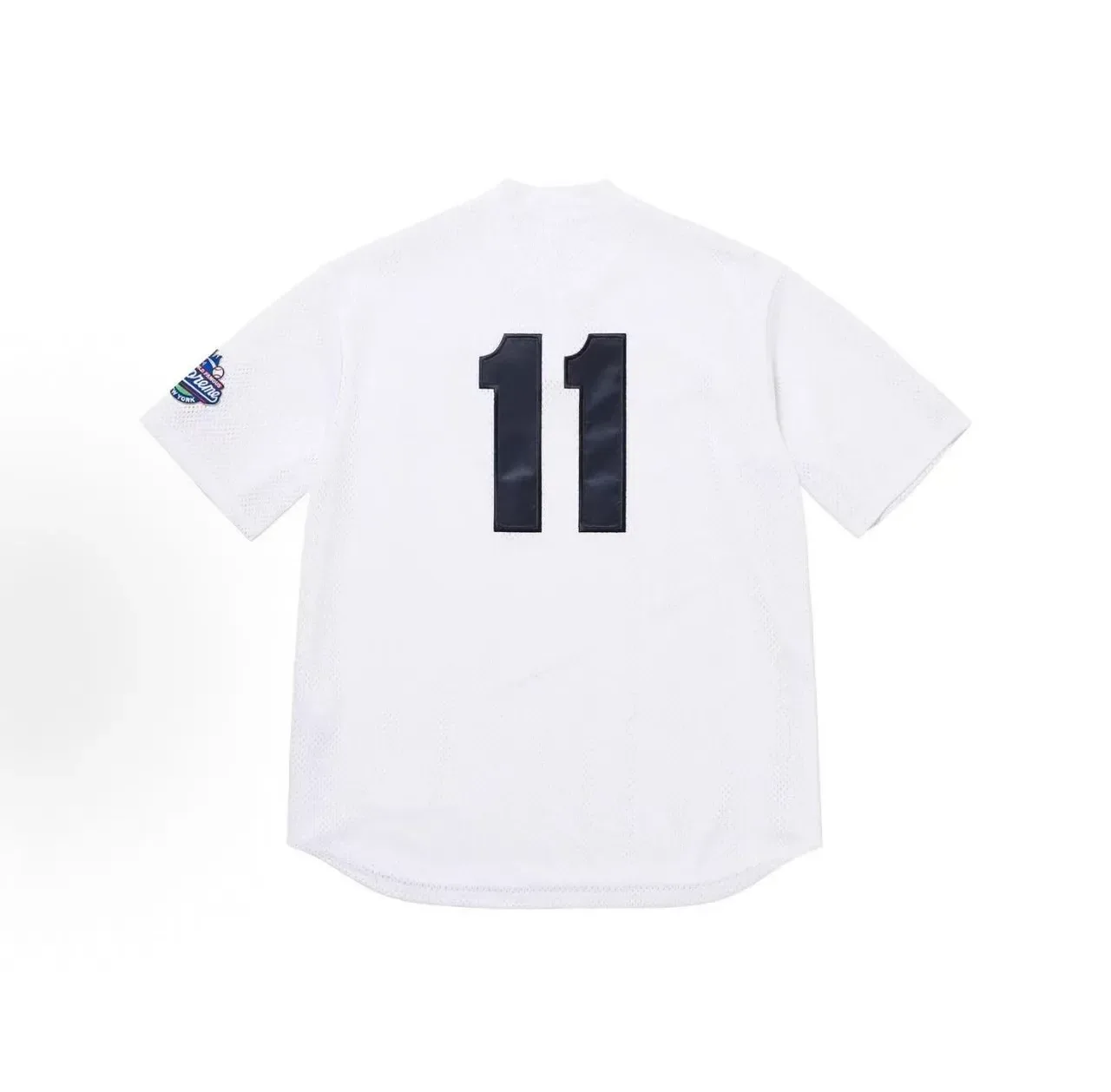 Supreme Baseball White Black Mesh Fabric Button-Front Placket Jersey 3