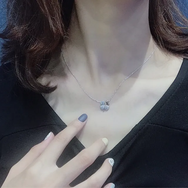 Swarovski كلوفر باڤي كريستال ونغمات الذهب الوردي قلادة قلب 2