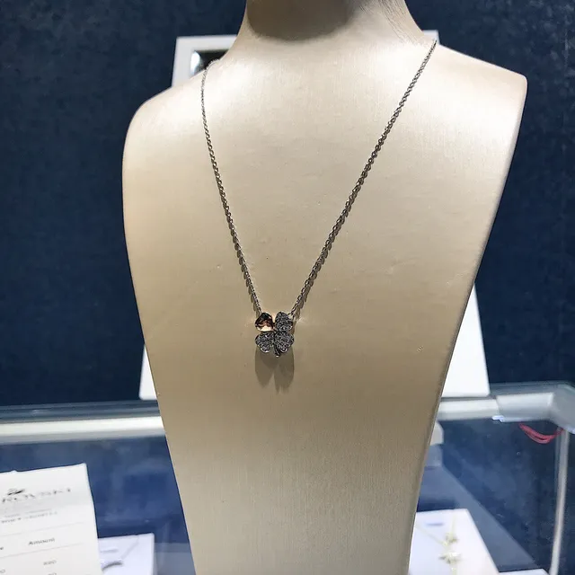 Swarovski كلوفر باڤي كريستال ونغمات الذهب الوردي قلادة قلب 4