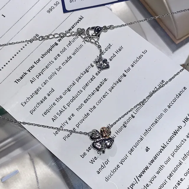 Swarovski كلوفر باڤي كريستال ونغمات الذهب الوردي قلادة قلب 6