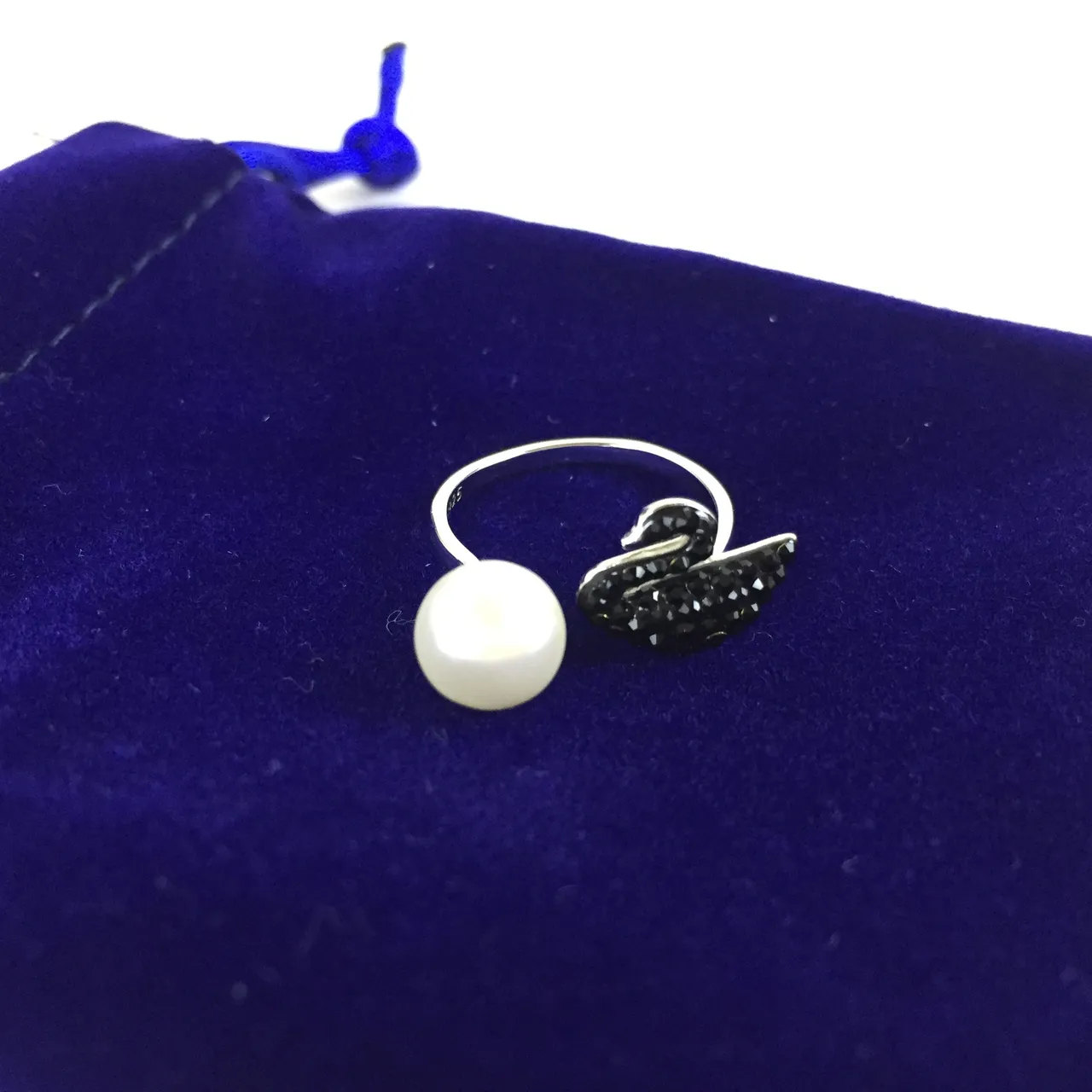 Swarovski بجعة Pavé كريستال ولؤلؤ خاتم 2