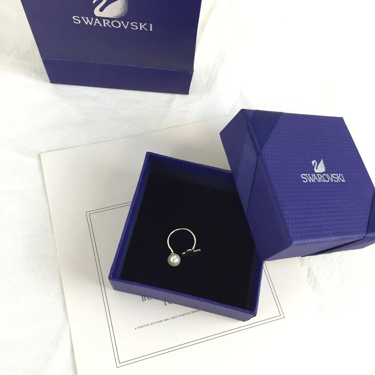 Swarovski بجعة Pavé كريستال ولؤلؤ خاتم 4