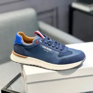 Thom Browne Navy Blue Mixed-Material Lifestyle Sneaker
