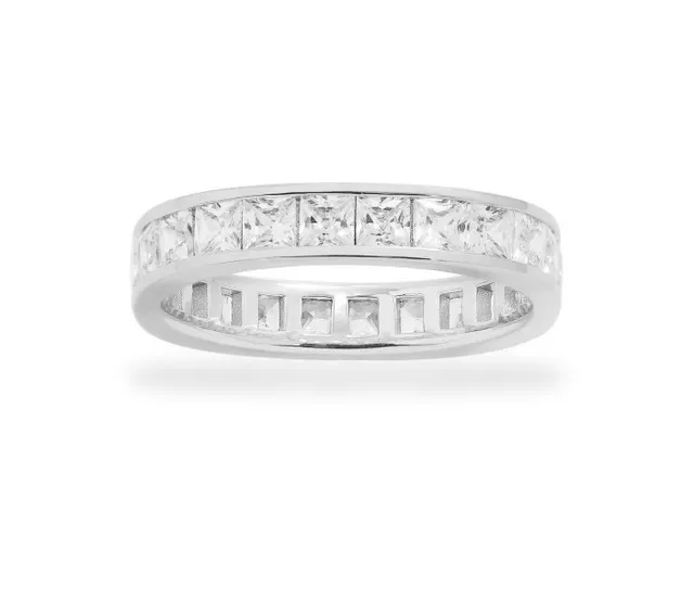 Tiffany & Co. خاتم إيترنيتي باند فضي أزرق باڤيه ست كيوب ستون 2
