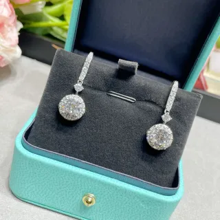 Tiffany & Co. चांदी काला हेलो सेट गोल पेंडेंट पवé डायमंड बार पोस्ट ईयरिंग्स