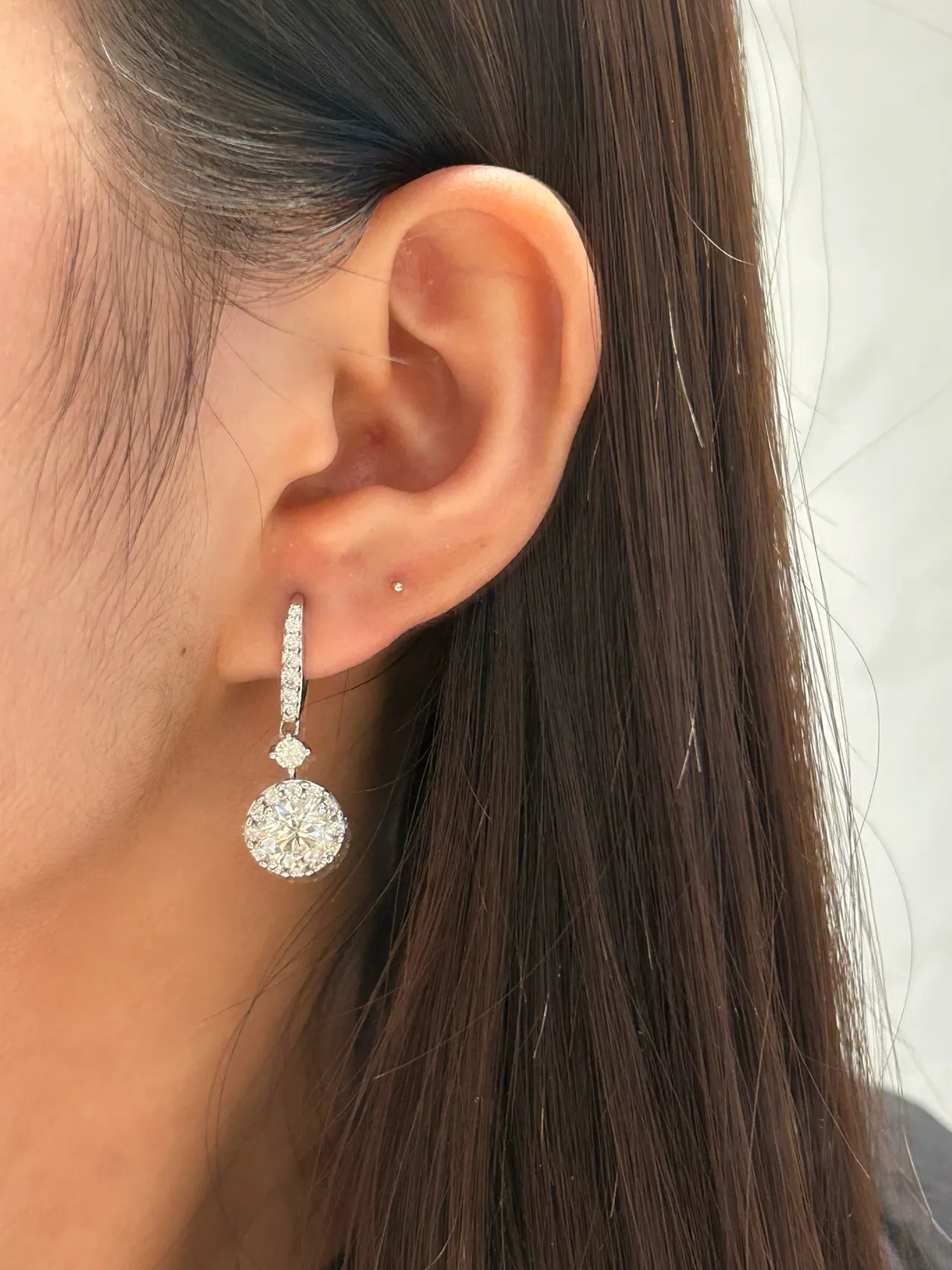 Tiffany & Co. Prata Preto Halo-Set Redondo Pendente Pavé Diamante Bar Post Brincos 8