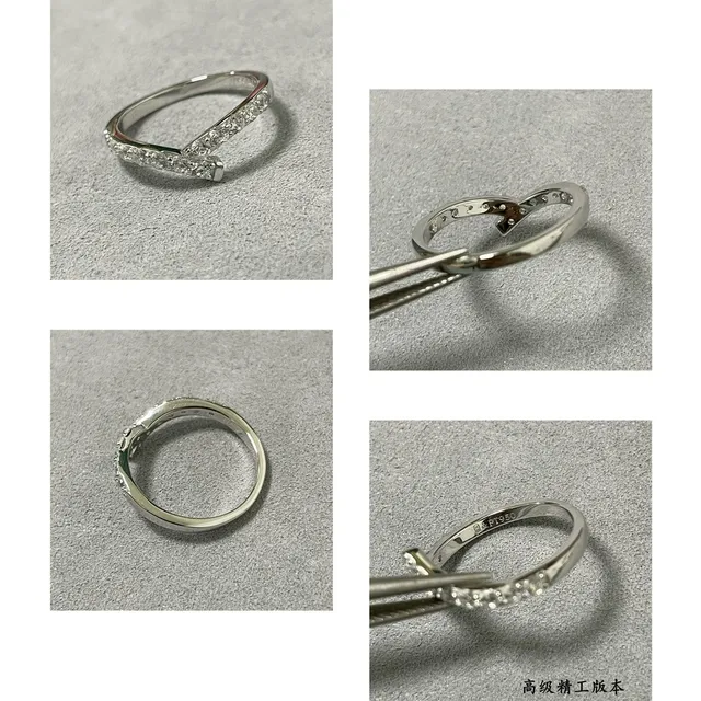 Tiffany & Co. Anel prateado navy V-Split Shank Pavé de diamantes 5