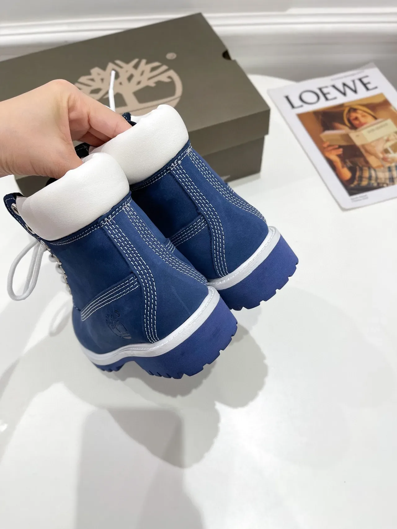 Timberland Premium Botas de Trabalho 6 Polegadas Azul e Branco 3