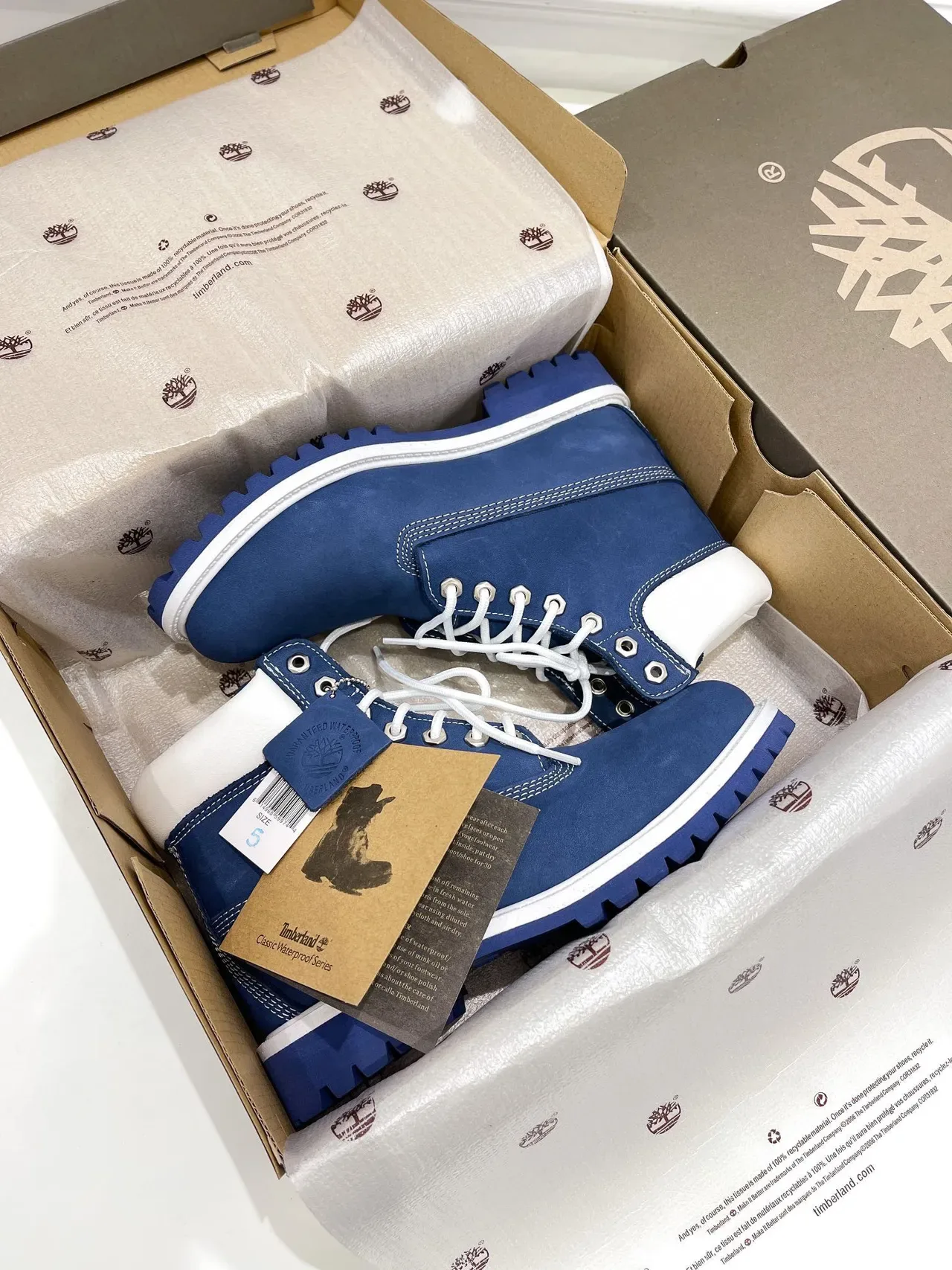 Timberland Premium Botas de Trabalho 6 Polegadas Azul e Branco 5