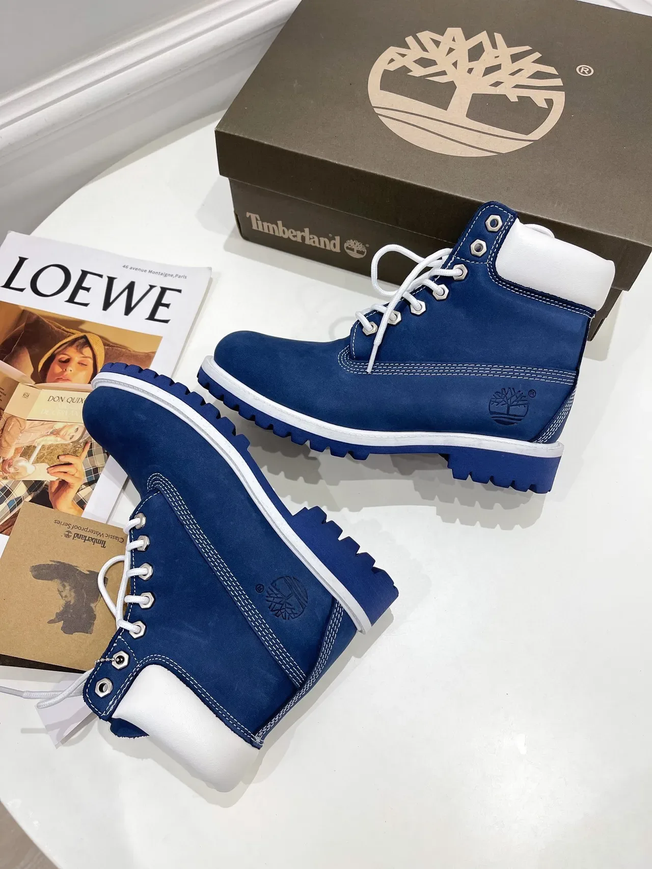 Timberland Premium Botas de Trabalho 6 Polegadas Azul e Branco 6