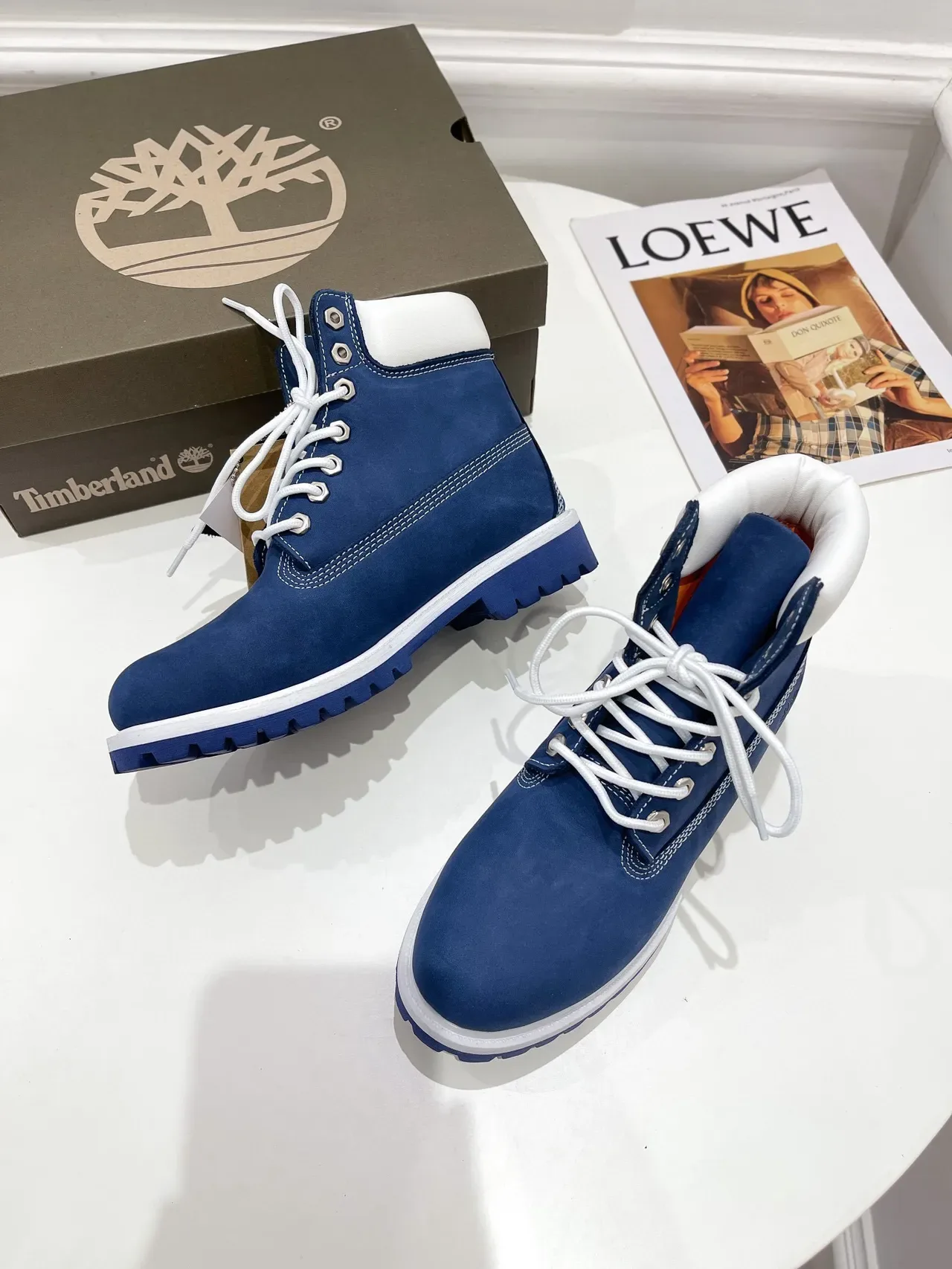 Timberland Premium Botas de Trabalho 6 Polegadas Azul e Branco 7