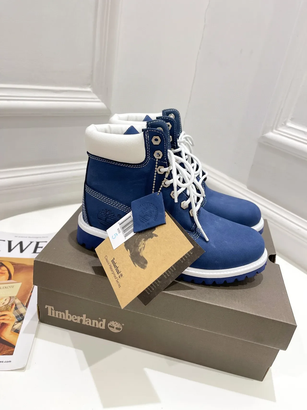 Timberland Premium Botas de Trabalho 6 Polegadas Azul e Branco 8