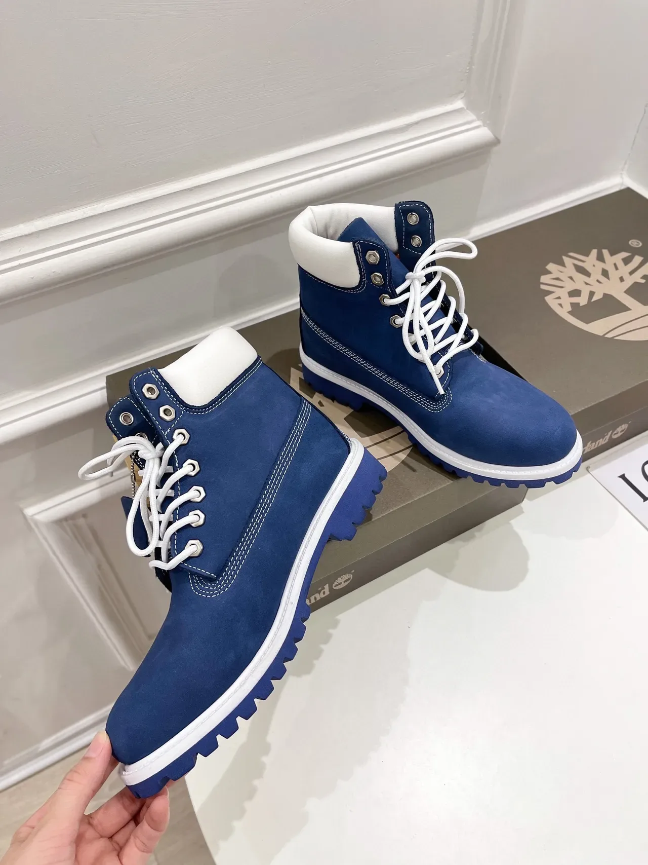 Timberland Premium Botas de Trabalho 6 Polegadas Azul e Branco 9