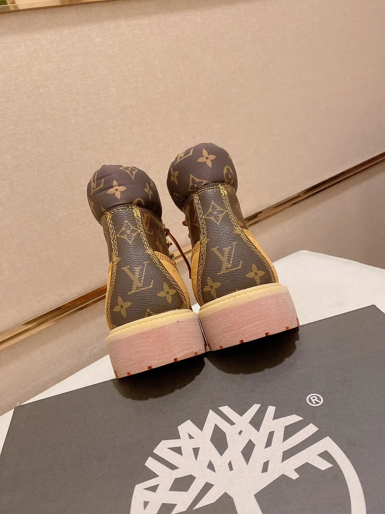 Timberland 黄色棕色 印花 帆布 镂空 纺织鞋面 工作靴 3
