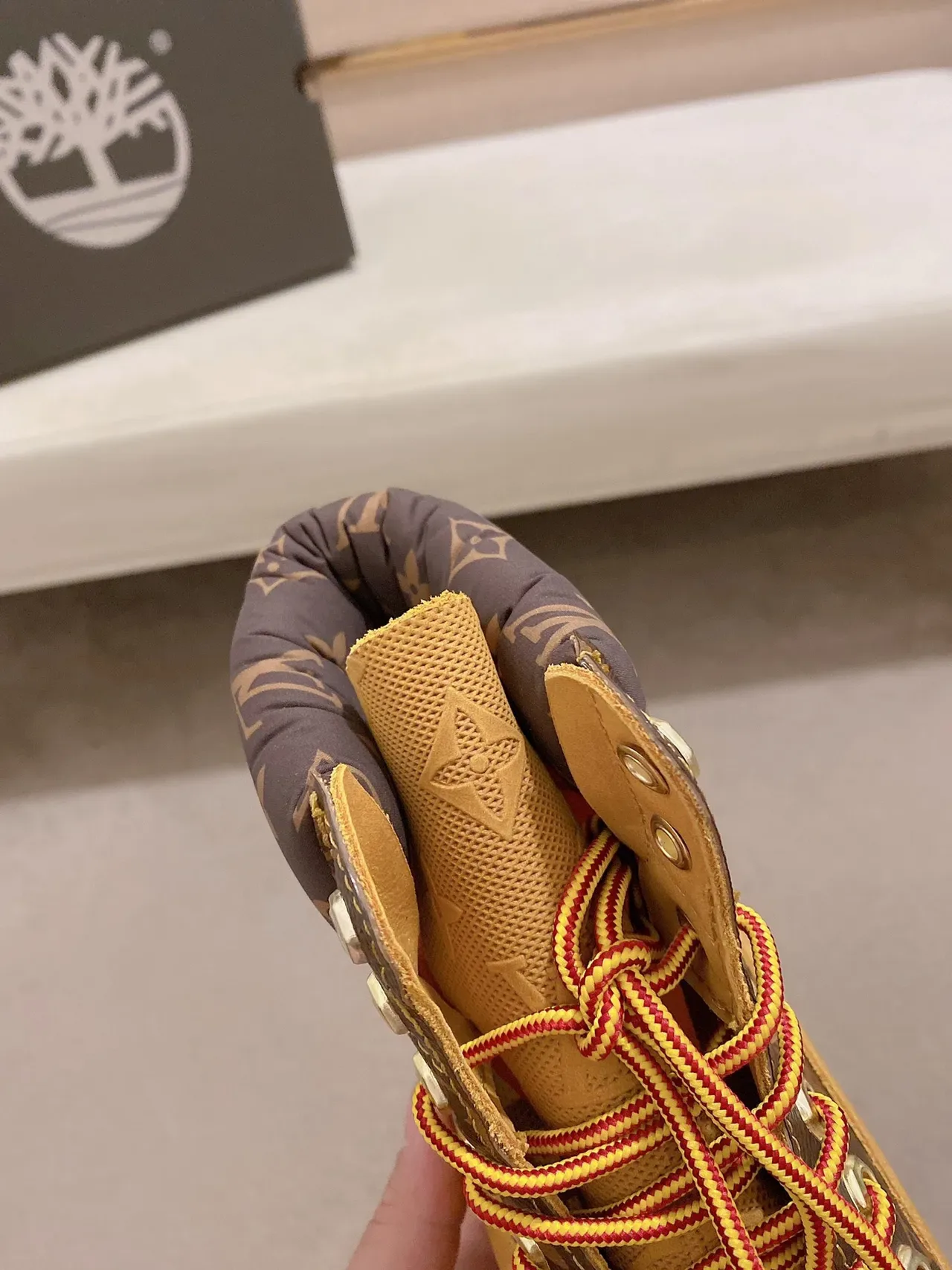 Timberland 黄色棕色 印花 帆布 镂空 纺织鞋面 工作靴 4
