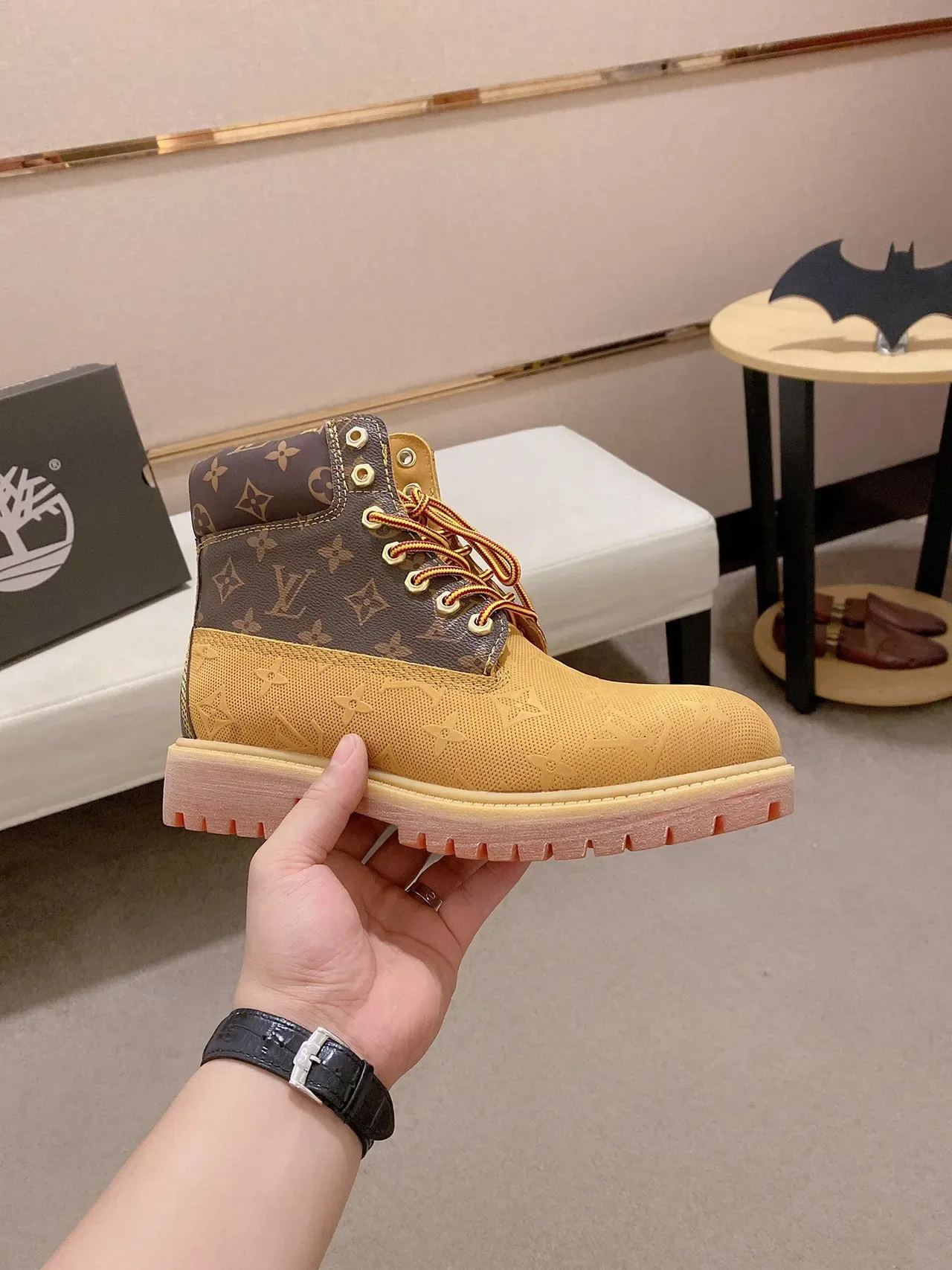 Timberland 黄色棕色 印花 帆布 镂空 纺织鞋面 工作靴 5