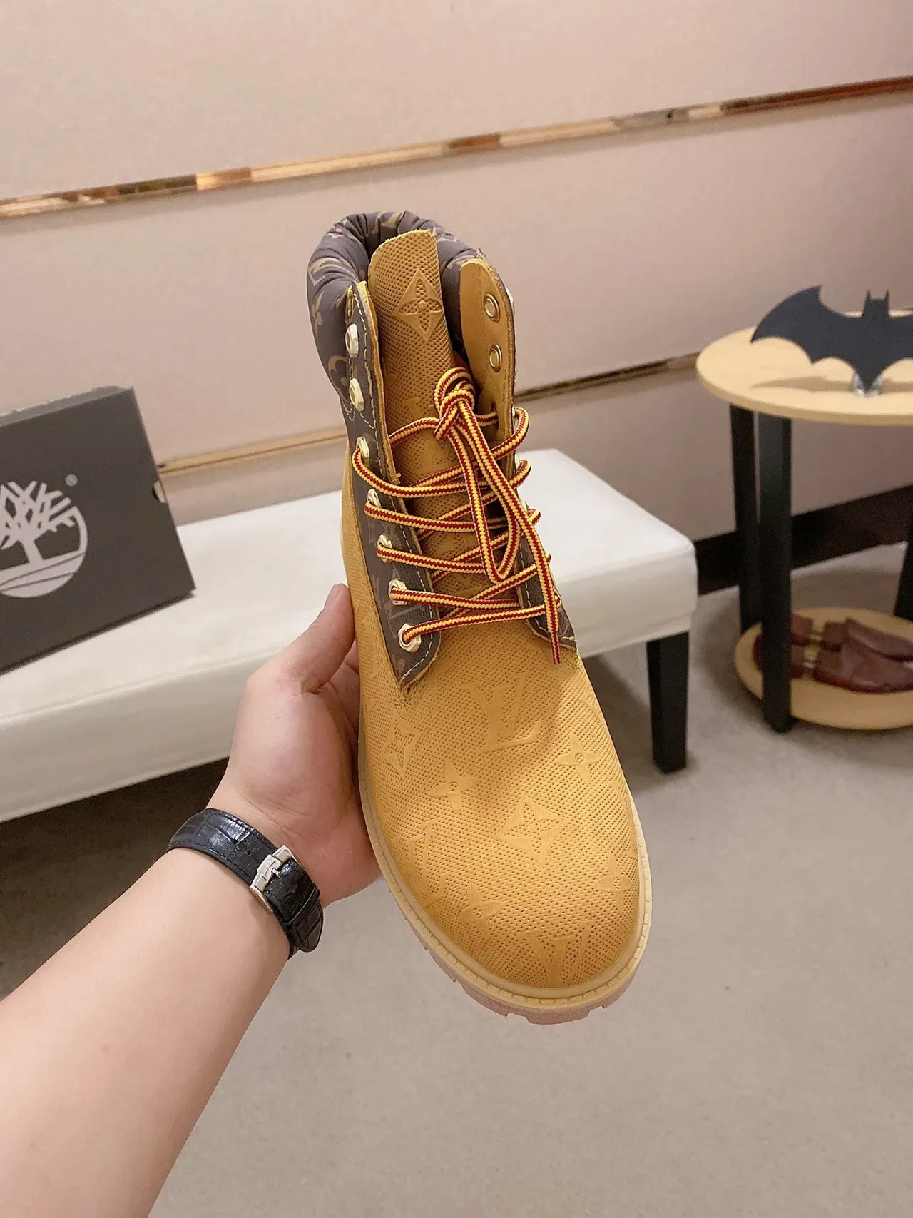 Timberland 黄色棕色 印花 帆布 镂空 纺织鞋面 工作靴 6