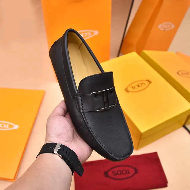 Tod's Double T Loafer Black Leather Slip-On Loafers 3