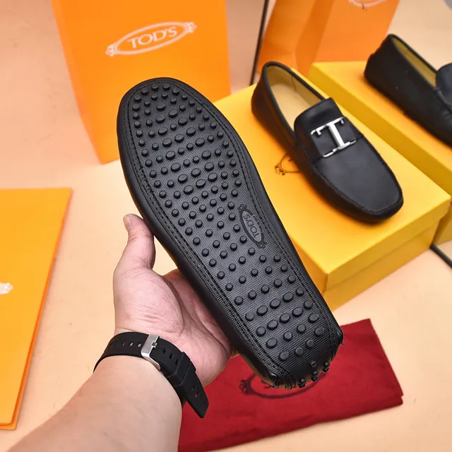 Tod's Double T Loafer Black Leather Slip-On Loafers 5