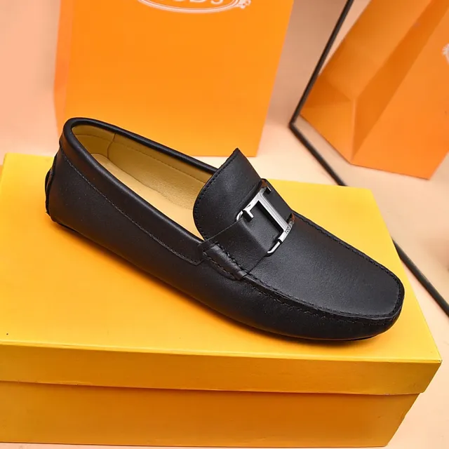 Tod's Double T Loafer Black Leather Slip-On Loafers 6