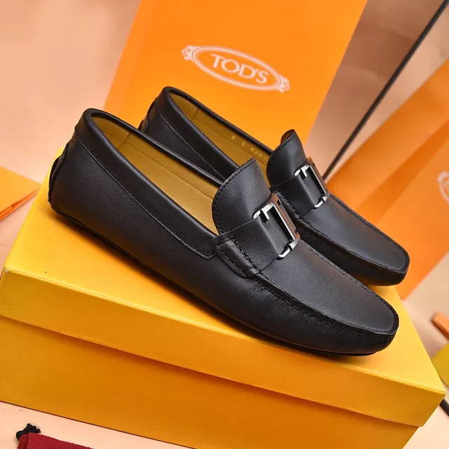 Tod's Double T Loafer Black Leather Slip-On Loafers 8