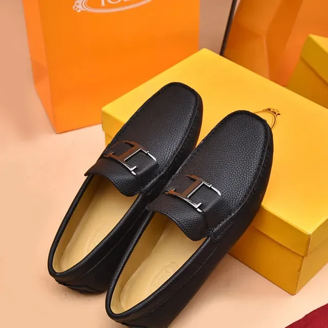Tod's Double T Loafer Black Pebbled Leather Slip-On Loafers 3