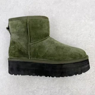 UGG 军绿色 黑色 麂皮面料 平台鞋底 雪靴