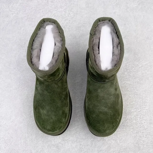 UGG सेना हरी काली सूड ऊपरी प्लेटफॉर्म सोल स्नो बूट्स 2