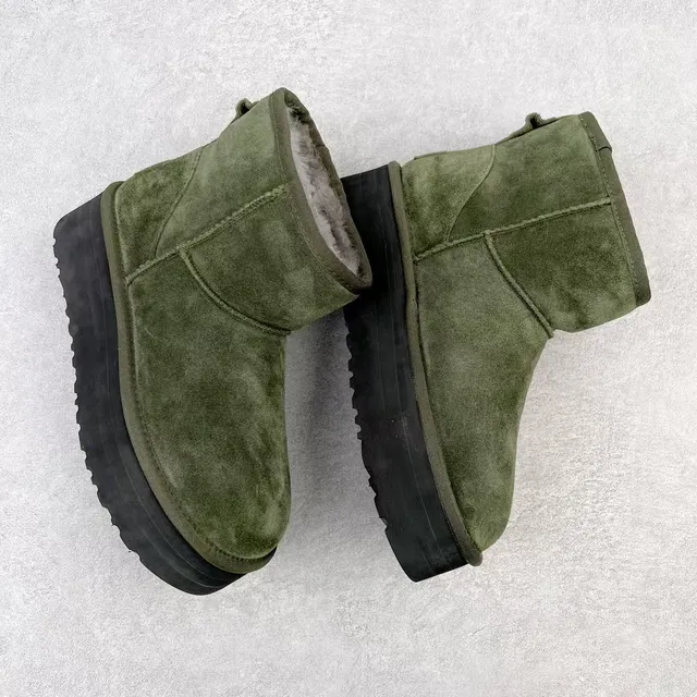 UGG सेना हरी काली सूड ऊपरी प्लेटफॉर्म सोल स्नो बूट्स 3