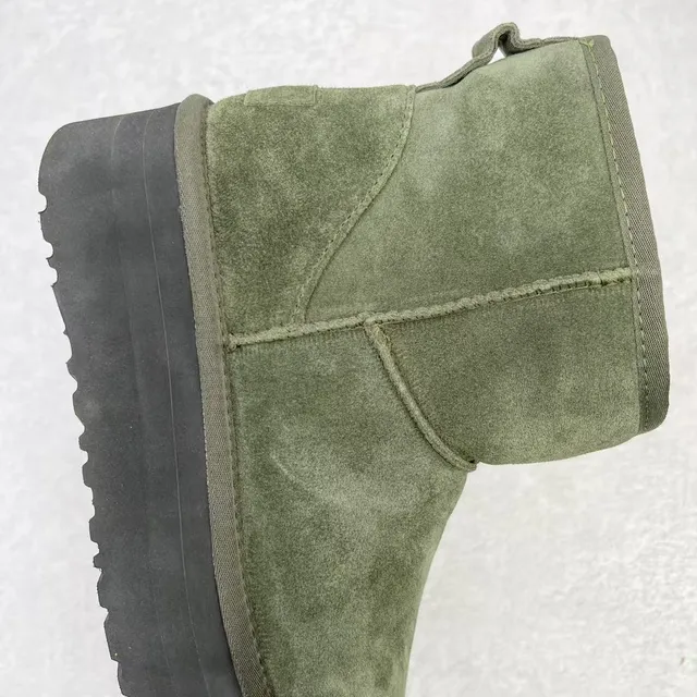 UGG सेना हरी काली सूड ऊपरी प्लेटफॉर्म सोल स्नो बूट्स 6