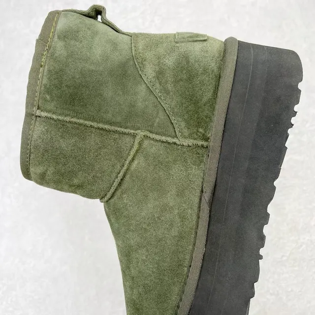 UGG सेना हरी काली सूड ऊपरी प्लेटफॉर्म सोल स्नो बूट्स 7