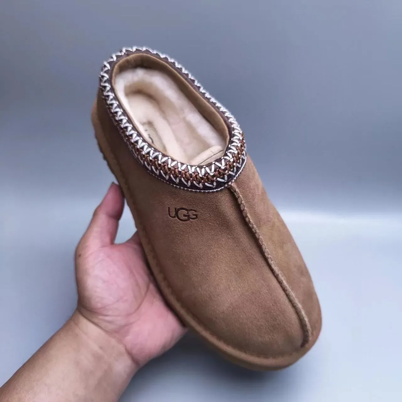 UGG Brown Beige Suede Upper Braided Trim Casual Shoes 5