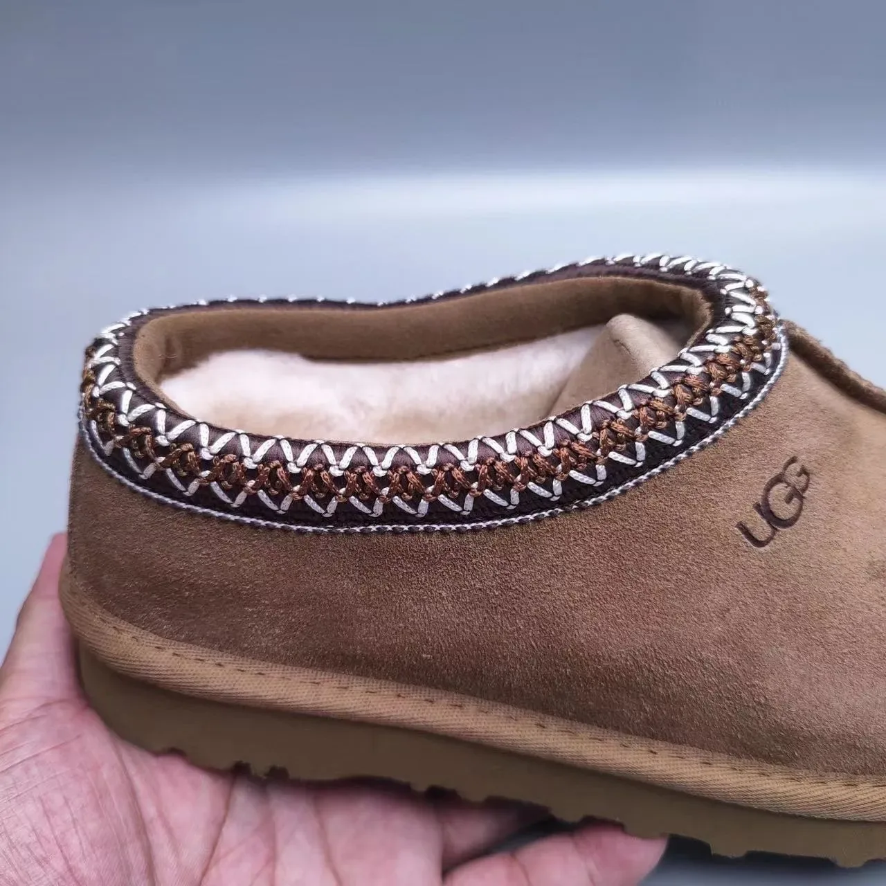 UGG Brown Beige Suede Upper Braided Trim Casual Shoes 7