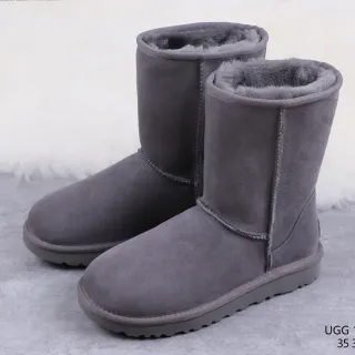 UGG Classic Short 炭灰色羊毛内里雪靴